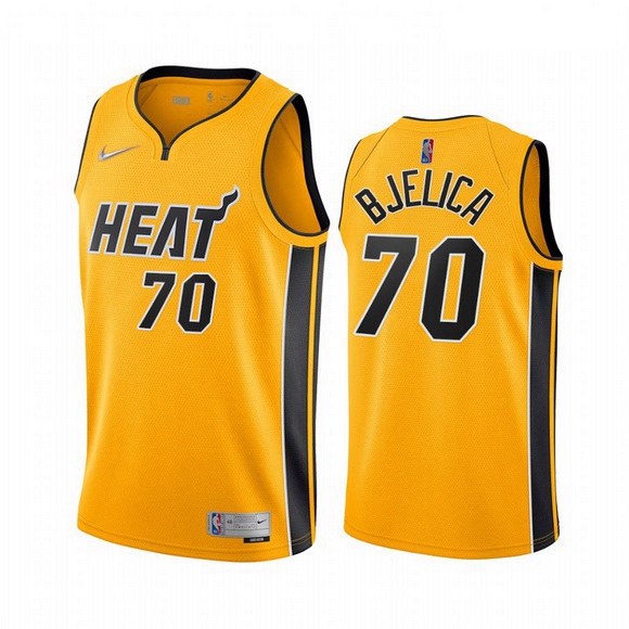 Men Miami Heat 70 Nemanja Bjelica Yellow NBA Swingman 2020 21 Ea