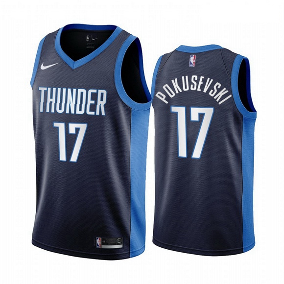 Men Oklahoma City Thunder 17 Aleksej Pokusevski Navy NBA Swingma