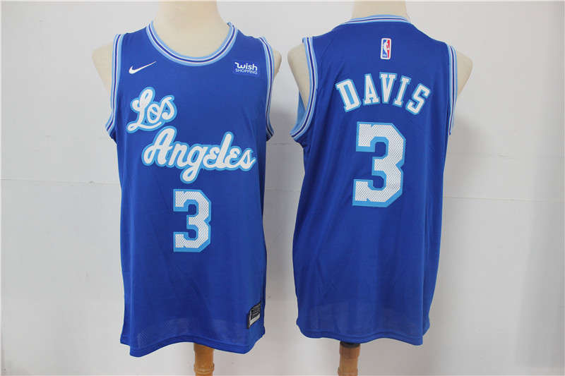 Men Los Angeles Lakers 3 Anthony Davis Blue 2021 Nike Swingman Jersey