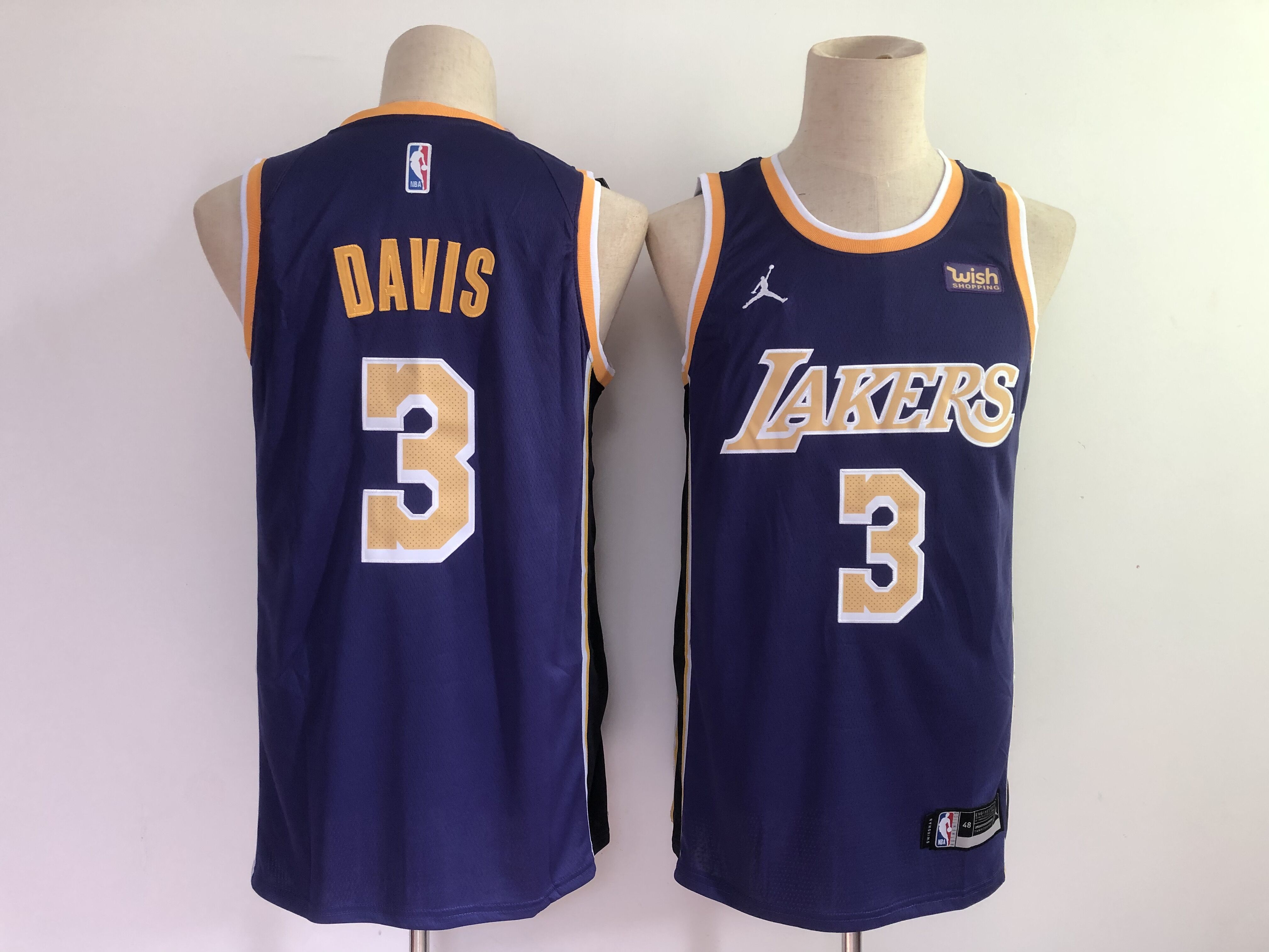 Men Los Angeles Lakers 3 Anthony Davis Purple 2021 Brand Jordan Swingman Stitched NBA Jersey With NE