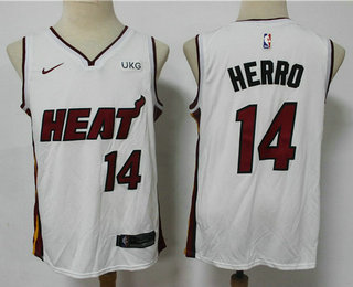 Men Miami Heat 14 Tyler Herro White 2021 Nike Swingman Stitched NBA Jersey With The NEW Sponsor Logo