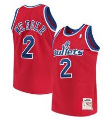 Men Bullets Chris Webber Red 2 Mitch Ness NBA Jersey