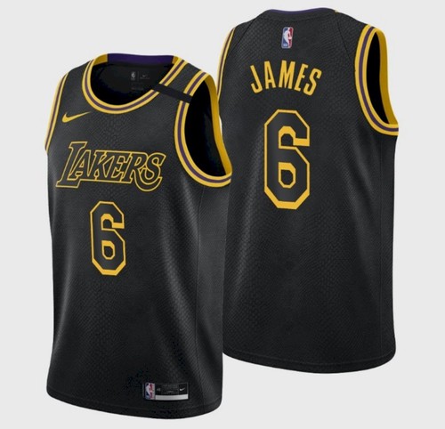 Men's Los Angeles Lakers LeBron James #6 Jersey Black 2021-22