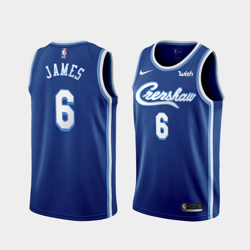 Men's Los Angeles Lakers LeBron James #6 Jersey Blue Crenshaw 20