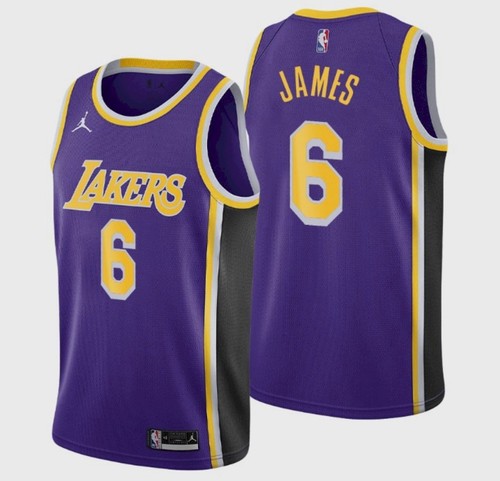 Men's Los Angeles Lakers LeBron James #6 Jersey Purple 2021-22