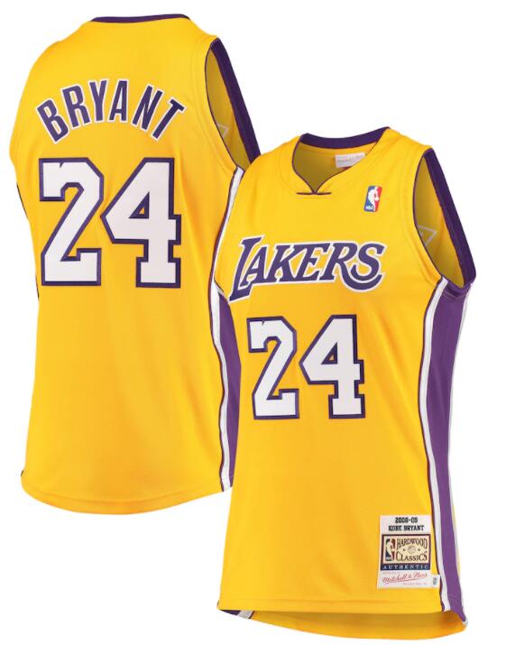 Men's Los Angeles Lakers Kobe Bryant Mitchell & Ness Gold Hardwood Classics 2008-09 Authentic Jersey