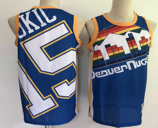 Men Denver Nuggets 15 Nikola Jokic Blue Big Face Mitchell Ness Hardwood Classics Soul Swingman Throw