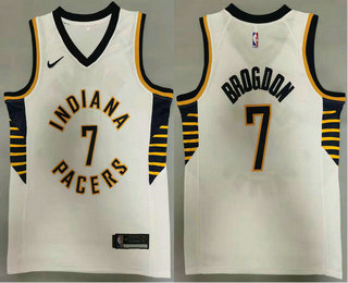 Men Indiana Pacers 7 Malcolm Brogdon New White 2021 Nike Swingma