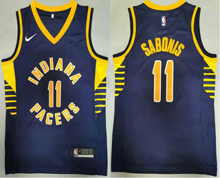 Men Indiana Pacers 11 Domantas Sabonis New Navy Blue 2021 Nike S