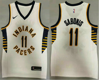 Men Indiana Pacers 11 Domantas Sabonis New White 2021 Nike Swing