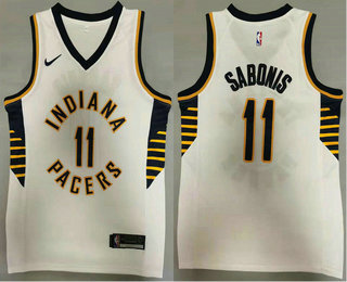 Men Indiana Pacers 11 Domantas Sabonis New White 2021 Nike Swingman Stitched NBA Jersey