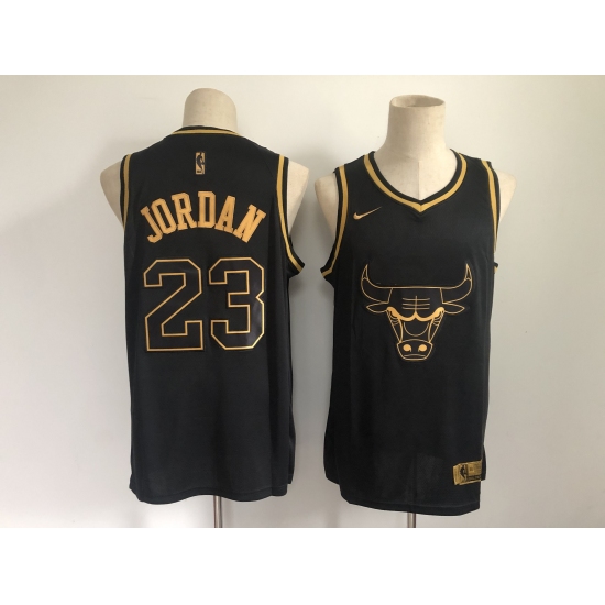Men's Chicago Bulls #23 Michael Jordan Nike Black Gold Swingman 