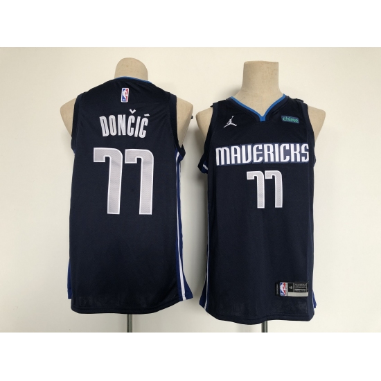 Men's Dallas Mavericks #77 Luka Doncic Authentic Navy Finished Basketball Jersey