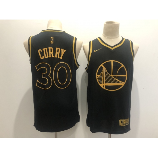 Men's Golden State Warriors #30 Stephen Curry Nike Black Gold Sw