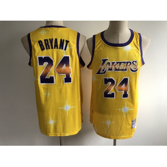 Men's Los Angeles Lakers #24 Kobe Bryant Yellow Hwc Starry Jerse
