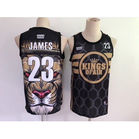 Men's Los Angeles Lakers Lion LeBron James King of Air Black Jer