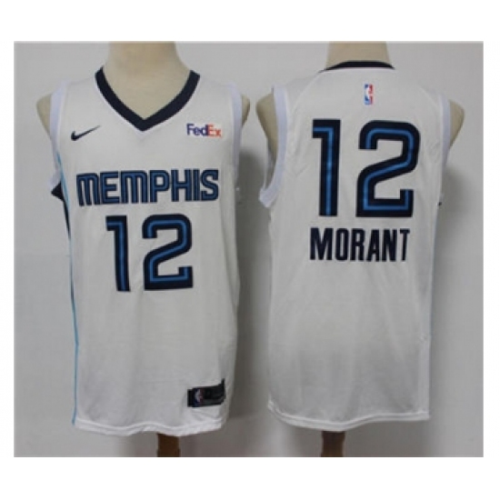 Men's Memphis Grizzlies #12 Ja Morant 2021 White Swingman Stitch