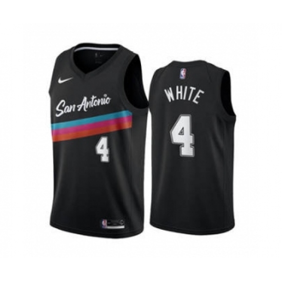 Men's San Antonio Spurs #4 Derrick White Black City Edition Fiesta 2020-21 Stitched Basketball Jerse