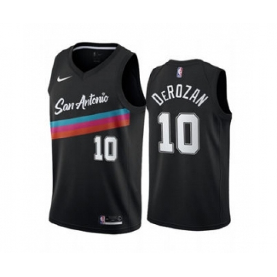 Men's San Antonio Spurs #10 DeMar DeRozan Black City Edition Fiesta 2020-21 Stitched Basketball Jers