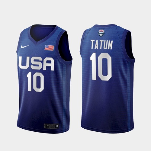 Men's USA Team Jayson Tatum Away Blue 2021 Tokyo Olympics Jersey