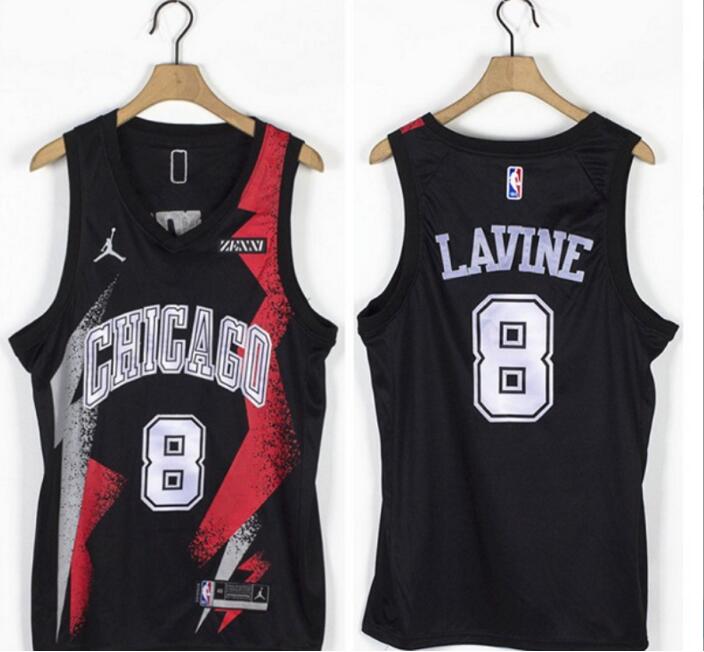 Men Bulls 8 Zach LaVine Black Jordan Brand Swingman Jersey