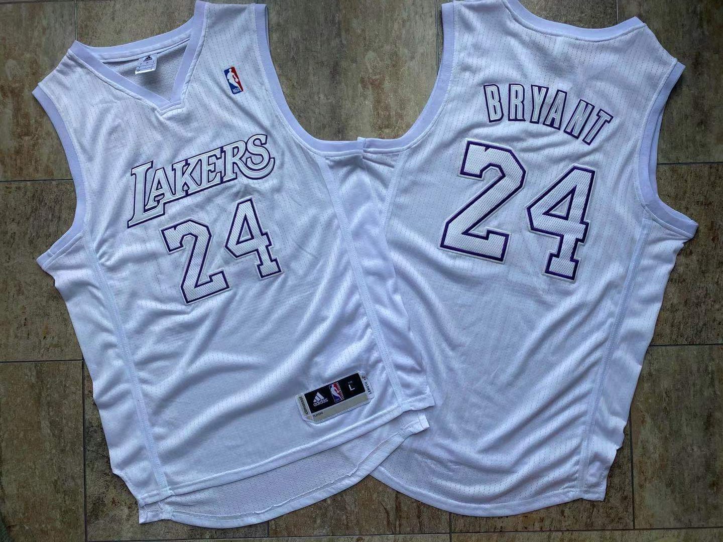 Men Lakers 24 Kobe Bryant White Adidas Swingman Jersey