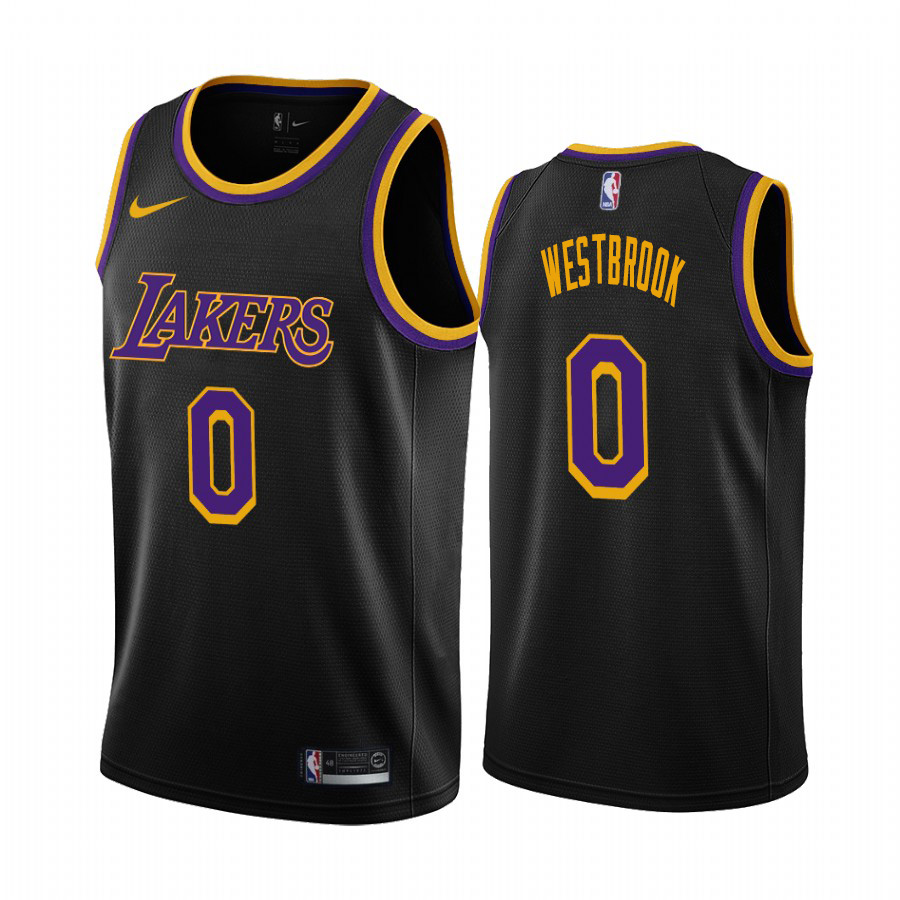 Men Los Angeles Lakers 0 Russell Westbrook Black NBA Swingman 2020 21 Earned Edition Jersey