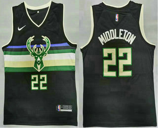 Men Men-27s-Milwaukee-Bucks--2320-Khris-Middleton-Black-2021-Nike-Swingman-Stitched-Jersey-8518-3847