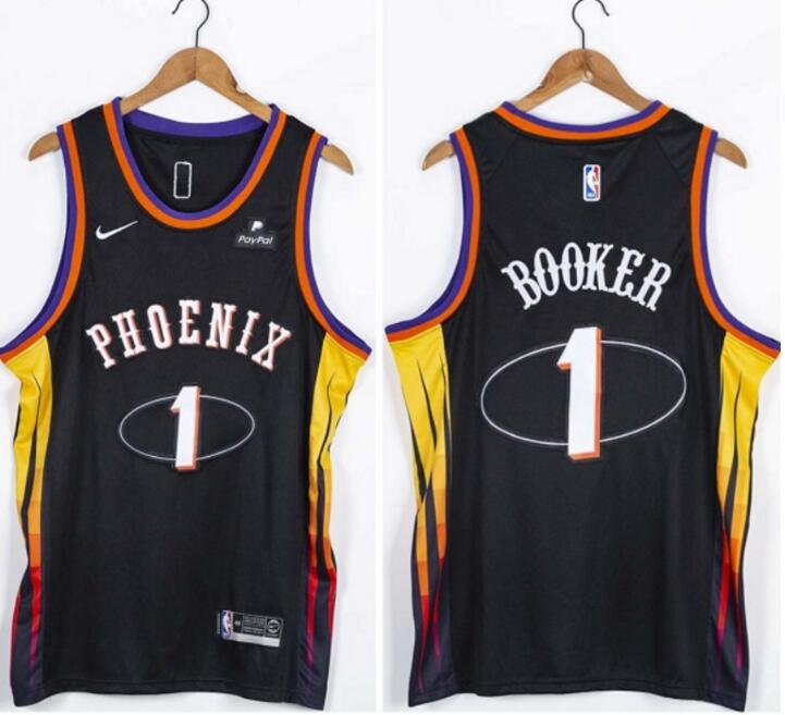 Men Suns 1 Devin Booker Black Nike Swingman Jersey