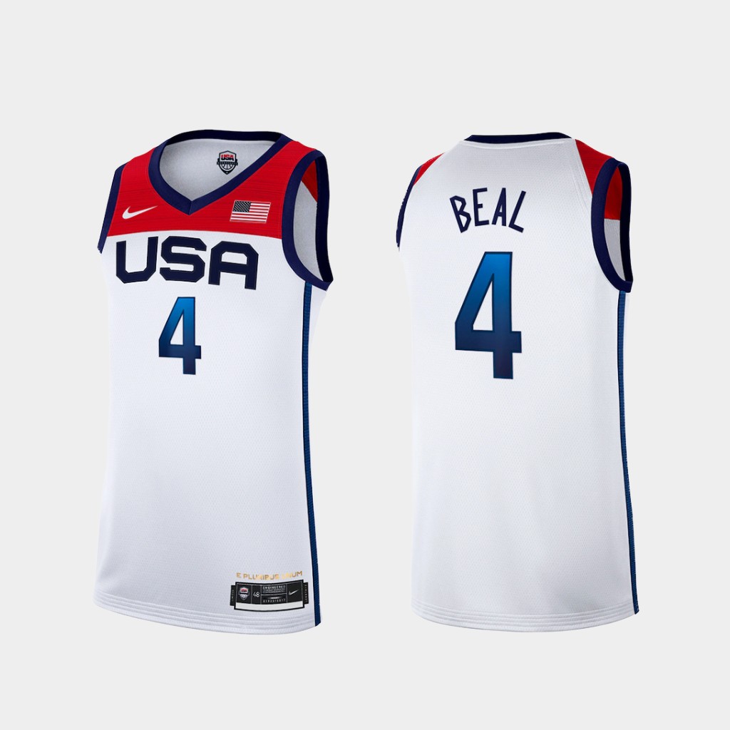 Men's USA Team Bradley Beal Home White 2021 Tokyo Olympics Jersey II