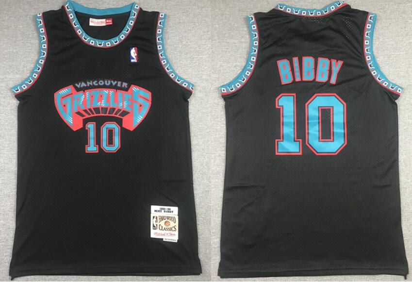 Men Adidas Memphis Grizzlies Mike Bibby 10 Black Hardwood Classic Mitchell Ness NBA Jersey