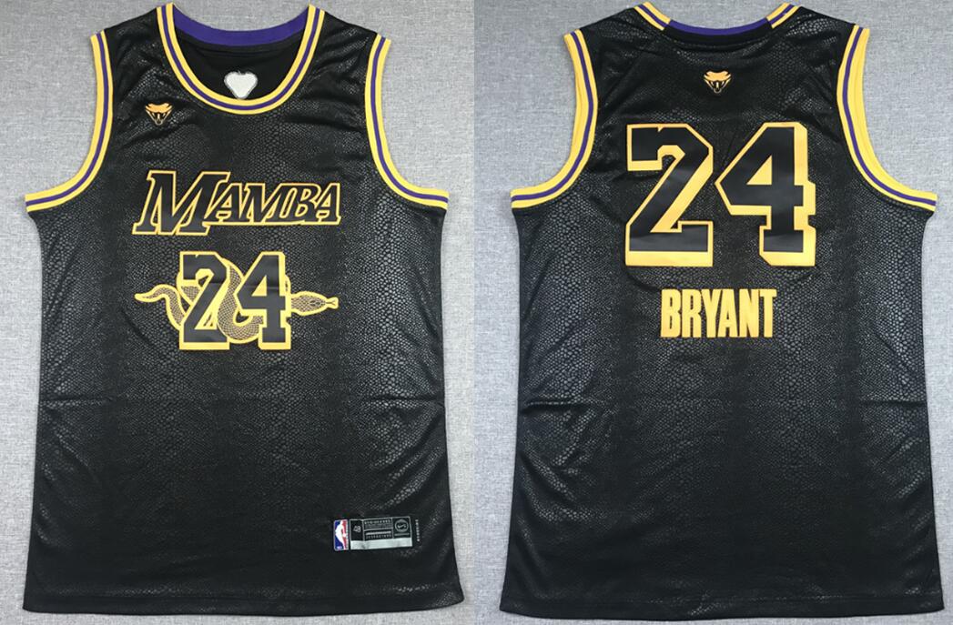 Men Los Angeles Lakers Kobe Bryant 24 Black Big Mamba Edition NBA Jersey