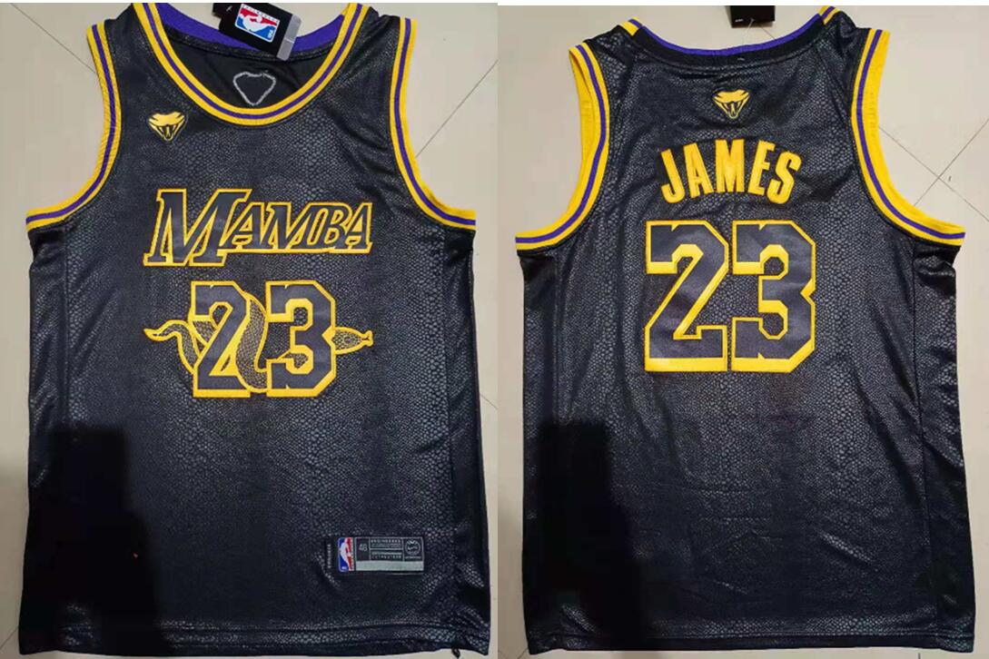 Men Los Angeles Lakers Lebron James 23 Black Big Mamba Edition NBA Jersey