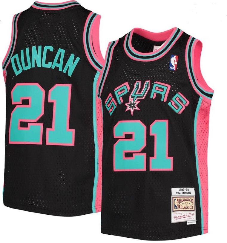 Men San Antonio Spurs 21 Tim Duncan Green 1998 99 Hardwood Classics Jersey