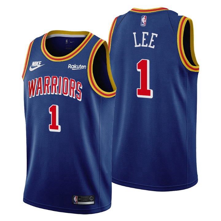 Men Golden State Warriors 1 Damion Lee Men Nike Releases Classic Edition NBA 75th Anniversary Jersey