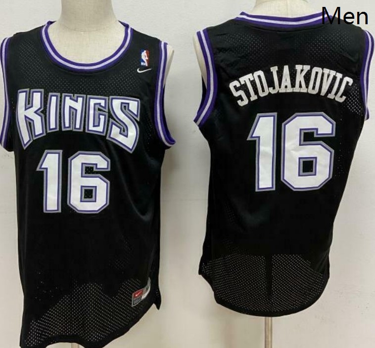 Men Men Sacramento Kings 16 Peja Stojakovic Black Soul Swingman Jersey