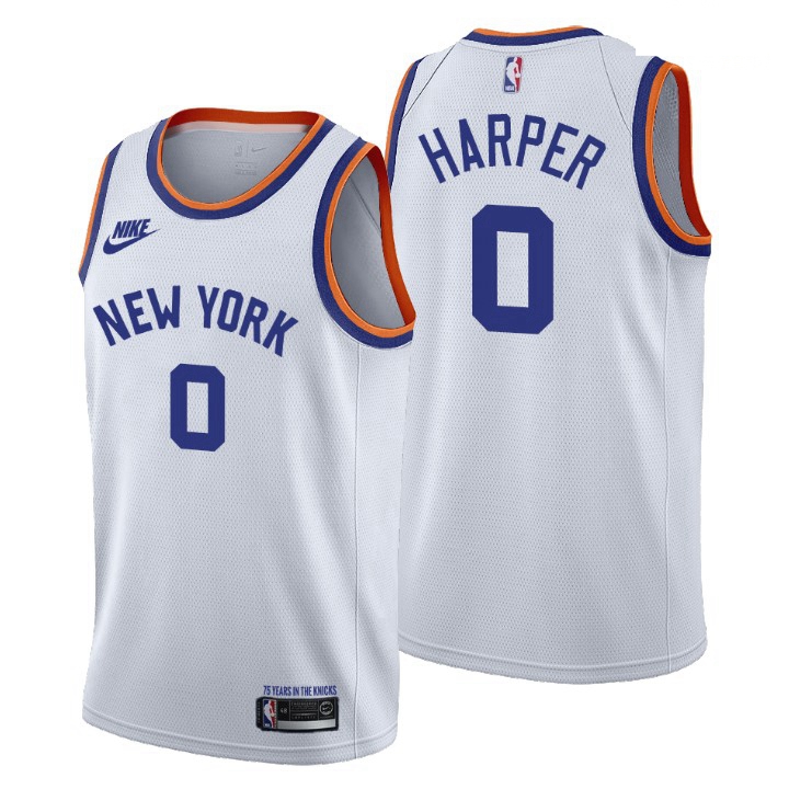 Men New York Knicks 0 Jared Harper Men Nike Releases Classic Edition NBA 75th Anniversary Jersey Whi