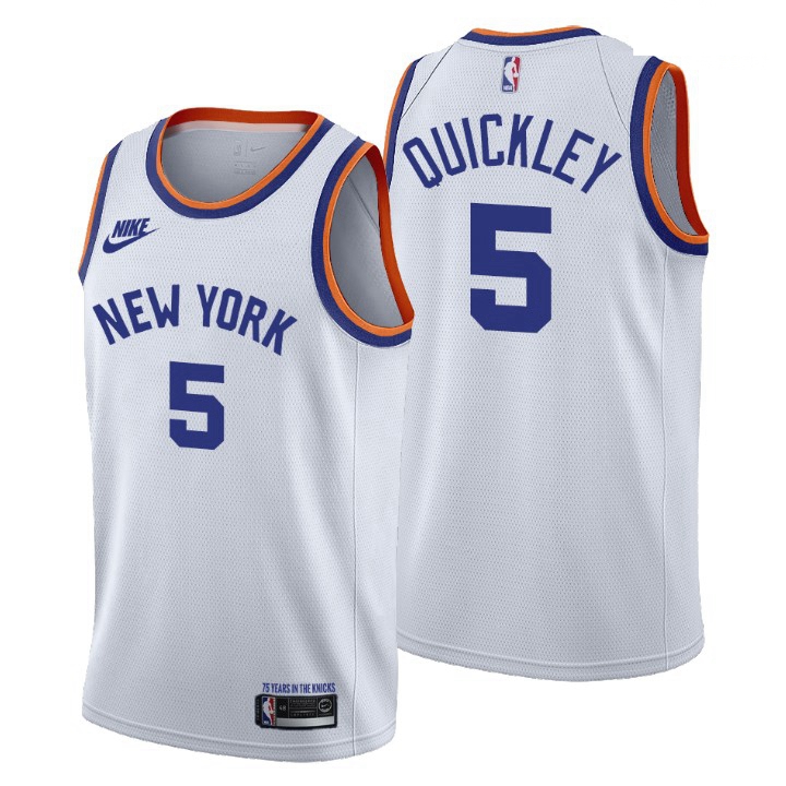 Men New York Knicks 5 Immanuel Quickley Men Nike Releases Classic Edition NBA 75th Anniversary Jerse