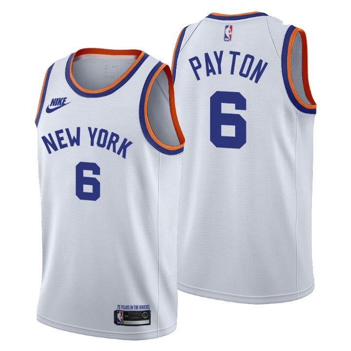 Men New York Knicks 6 Elfrid Payton Men Nike Releases Classic Edition NBA 75th Anniversary Jersey Wh