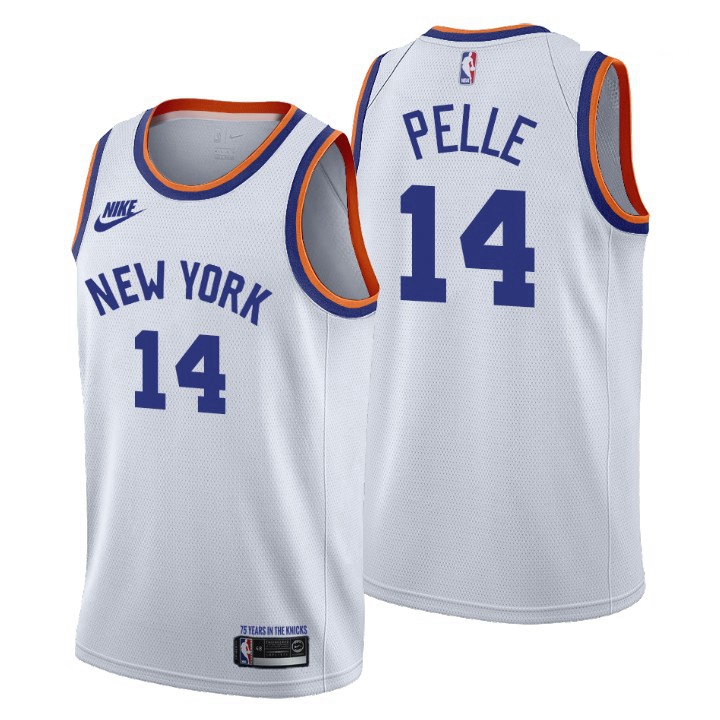 Men New York Knicks 14 Norvel Pelle Men Nike Releases Classic Edition NBA 75th Anniversary Jersey Wh