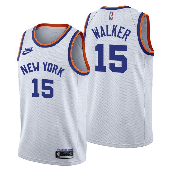 Men New York Knicks 15 Kemba Walker Men Nike Releases Classic Edition NBA 75th Anniversary Jersey Wh