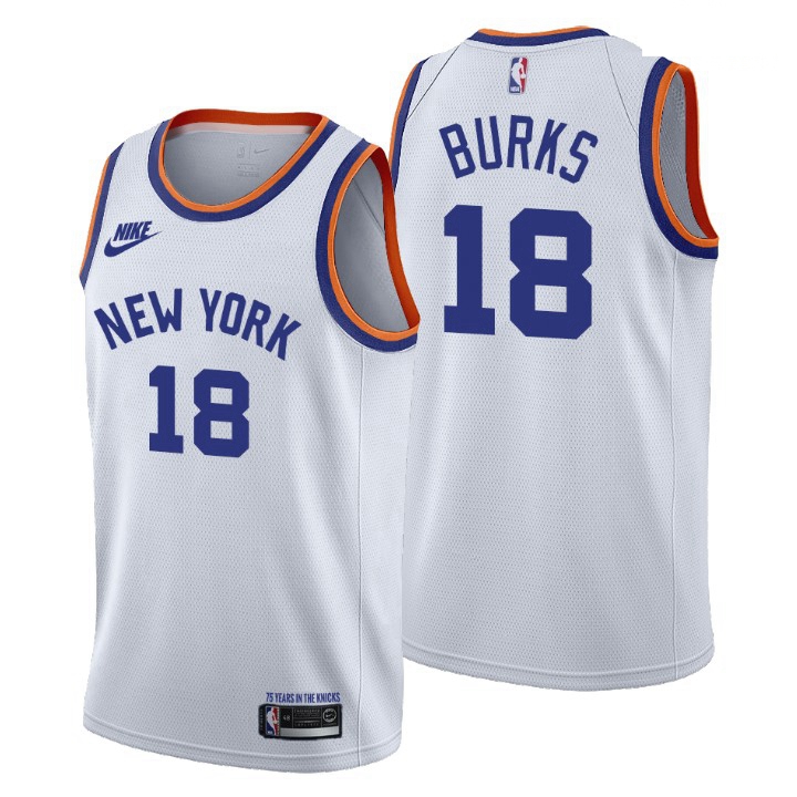 Men New York Knicks 18 Alec Burks Men Nike Releases Classic Edition NBA 75th Anniversary Jersey Whit