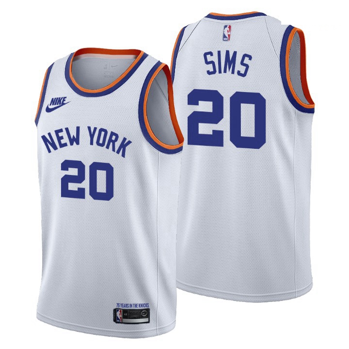 Men New York Knicks 20 Jericho Sims Men Nike Releases Classic Edition NBA 75th Anniversary Jersey Wh