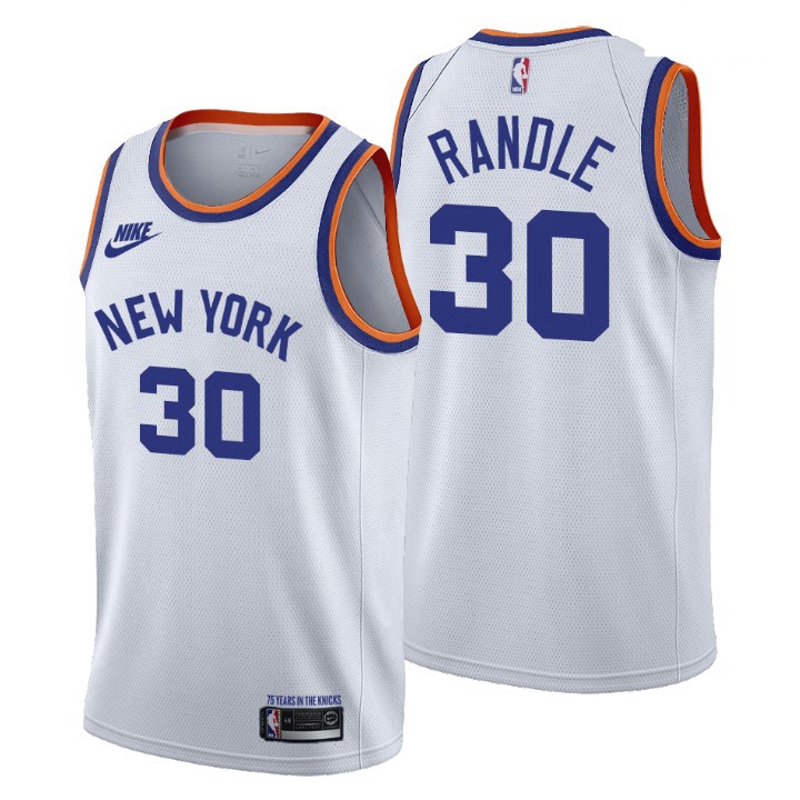 Men New York Knicks 30 Julius Randle Men Nike Releases Classic Edition NBA 75th Anniversary Jersey W