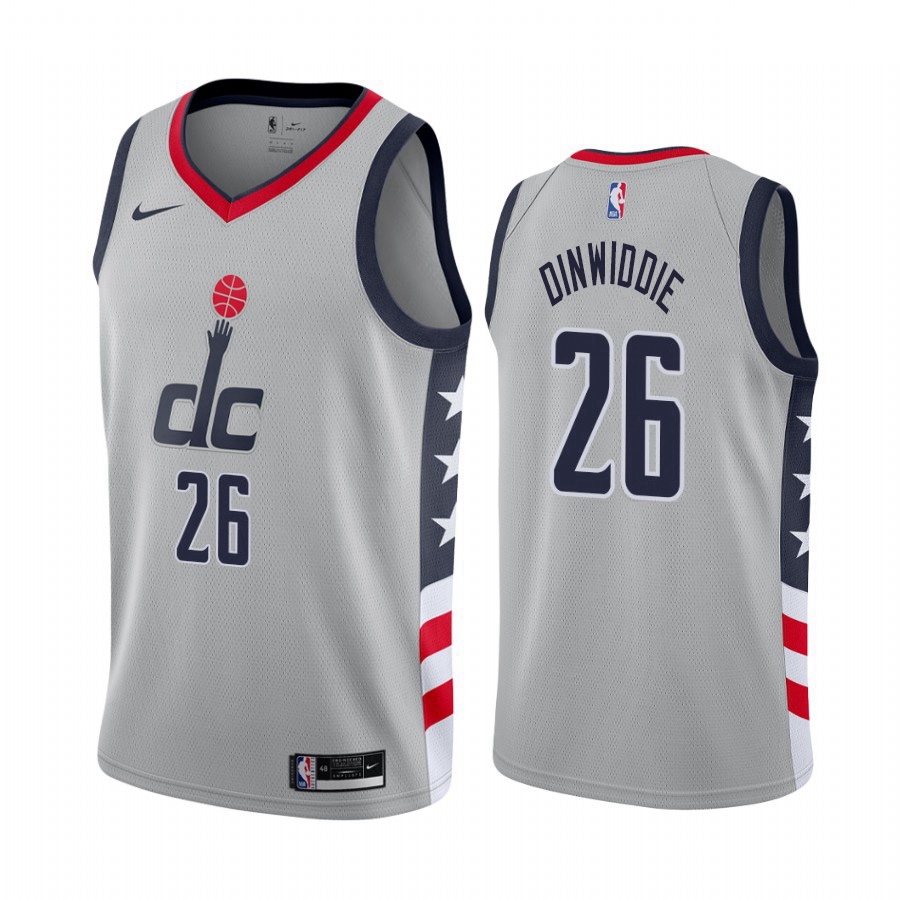 Men Nike Washington Wizards 26 Spencer Dinwiddie Gray NBA Swingman 2020 21 City Edition Jersey