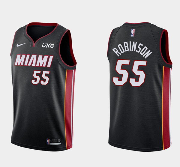 Men's Miami Heat #55 Duncan Robinson Black Stitched NBA Jersey