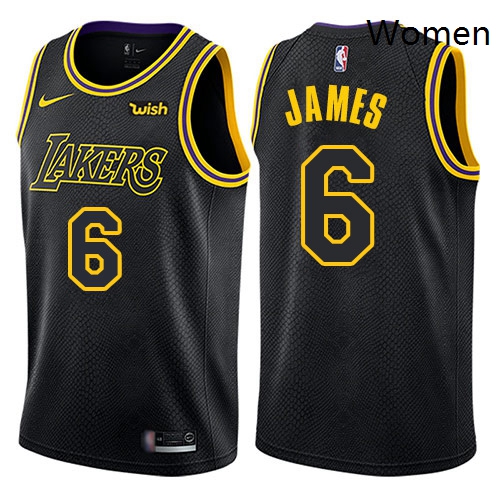 Women Nike Los Angeles Lakers 6 LeBron James Black Women NBA Swingman City Edition Jersey