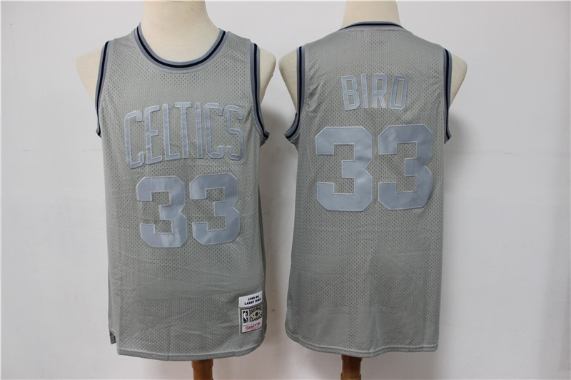 Men Boston Celtics Larry Bird 33 Gray Hardwood Classic Michell&Ness Limited Jersey