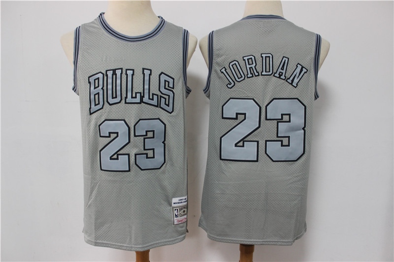 Men Chicago Bulls Michael Jordan 23 Gray Hardwood Classic Michell&Ness Limited Jersey