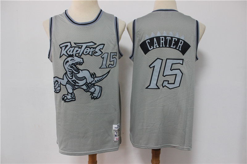 Men Toronto Raptors Vince Carter 15 Gray Hardwood Classic Michell&Ness Limited Jersey